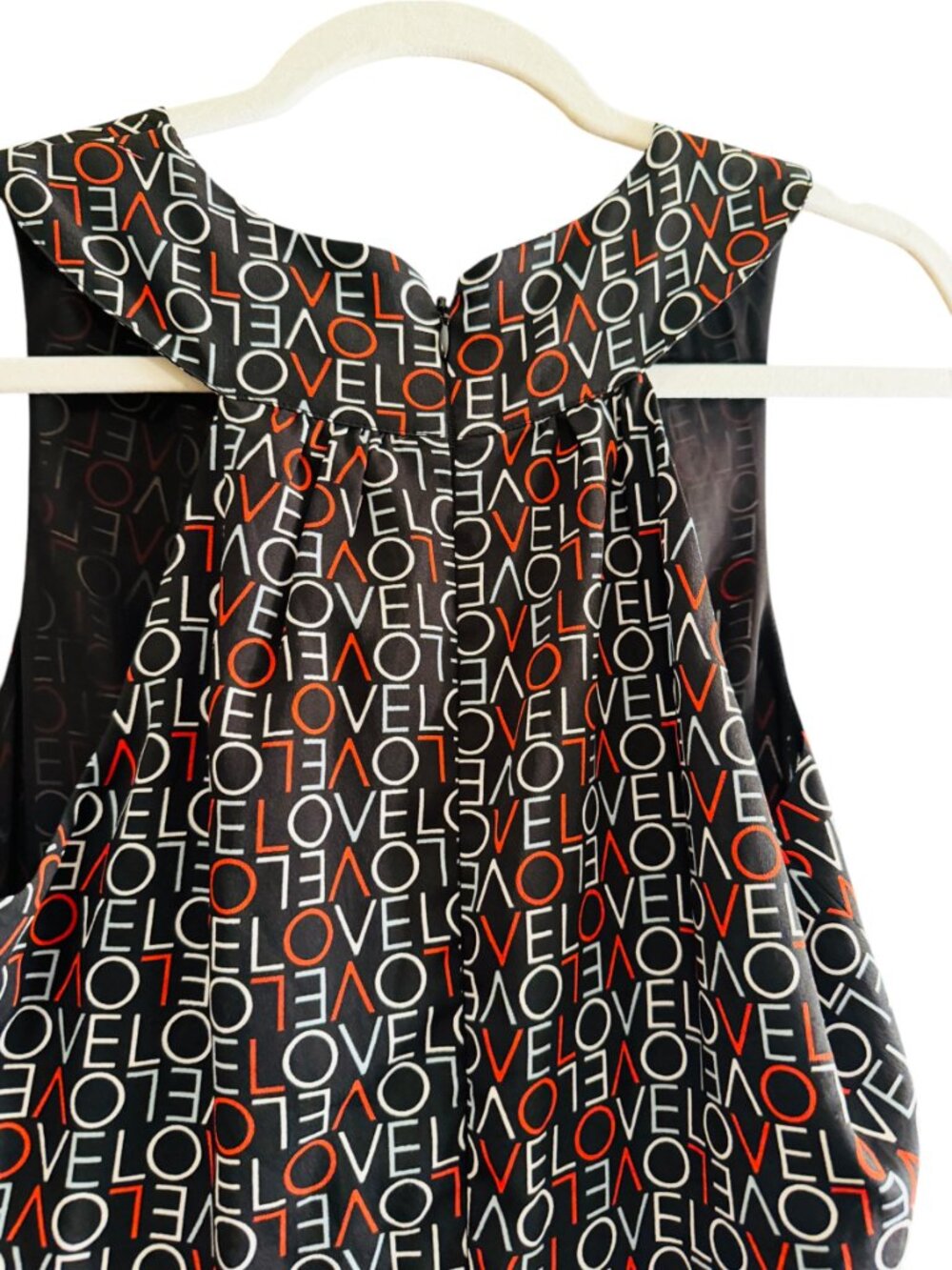 Sleeveless Midi Dress with Ruched Front Detail & Love Print - Picture 6 of 8